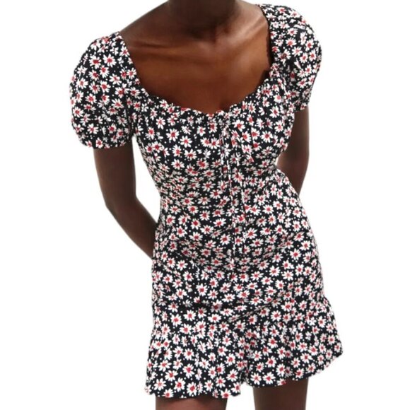 Zara Women's Poly Daisy Print Mini Summer Dress - M - Picture 1 of 7